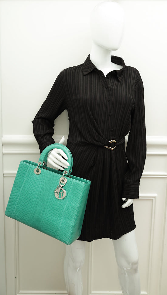 Christian Dior Green Snakeskin Lady Dior Large Bag-Christian Dior-THE CLOSET