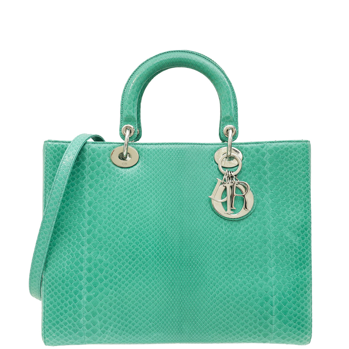 Christian Dior Green Snakeskin Lady Dior Large Bag