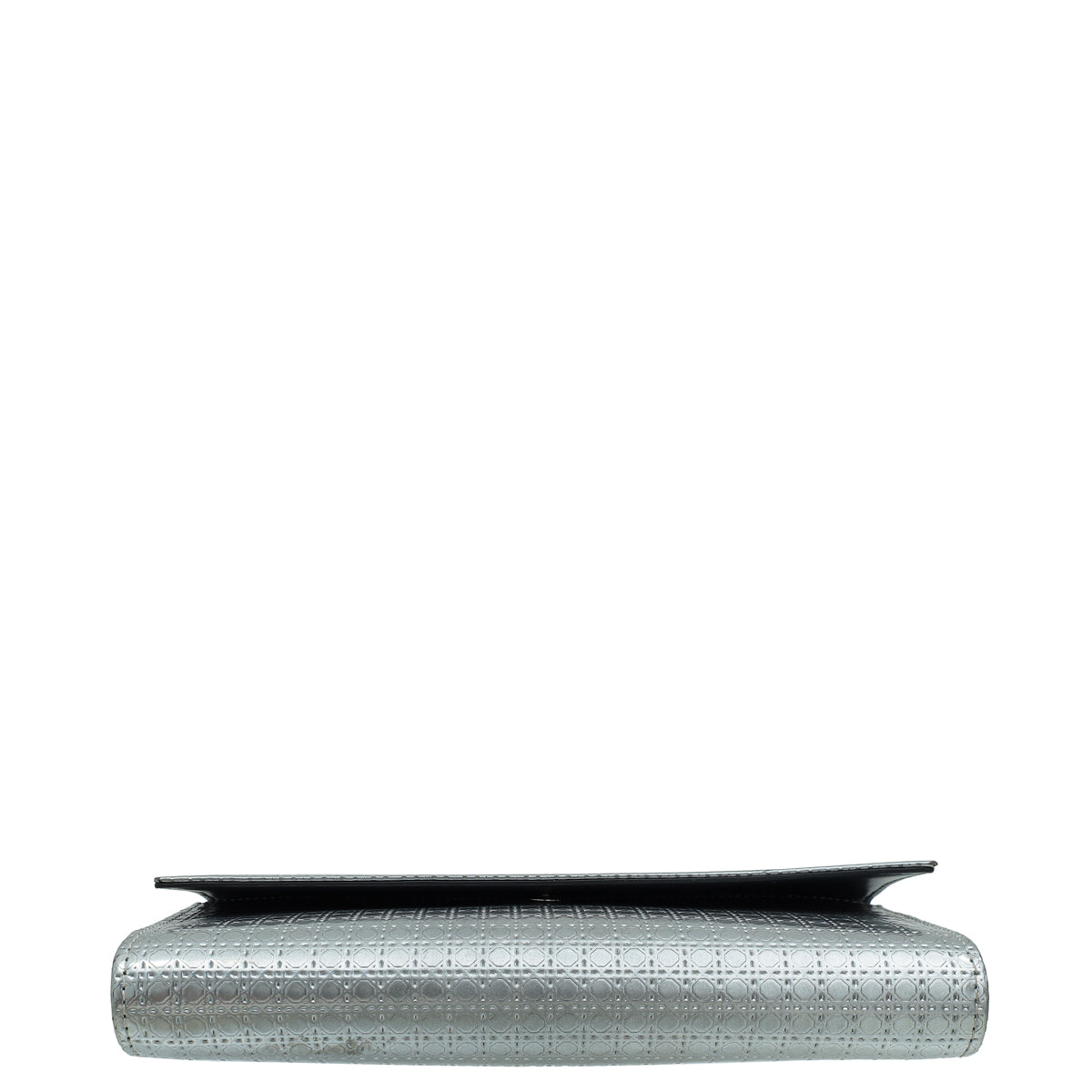 Christian Dior Silver Metallic Micro-Cannage Lady Dior Croisiere Chain Wallet
