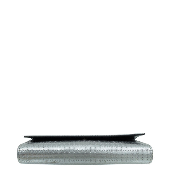 Load image into Gallery viewer, Christian Dior Silver Metallic Micro-Cannage Lady Dior Croisiere Chain Wallet
