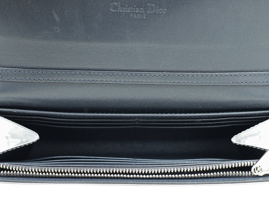 Load image into Gallery viewer, Christian Dior Silver Metallic Micro-Cannage Lady Dior Croisiere Chain Wallet
