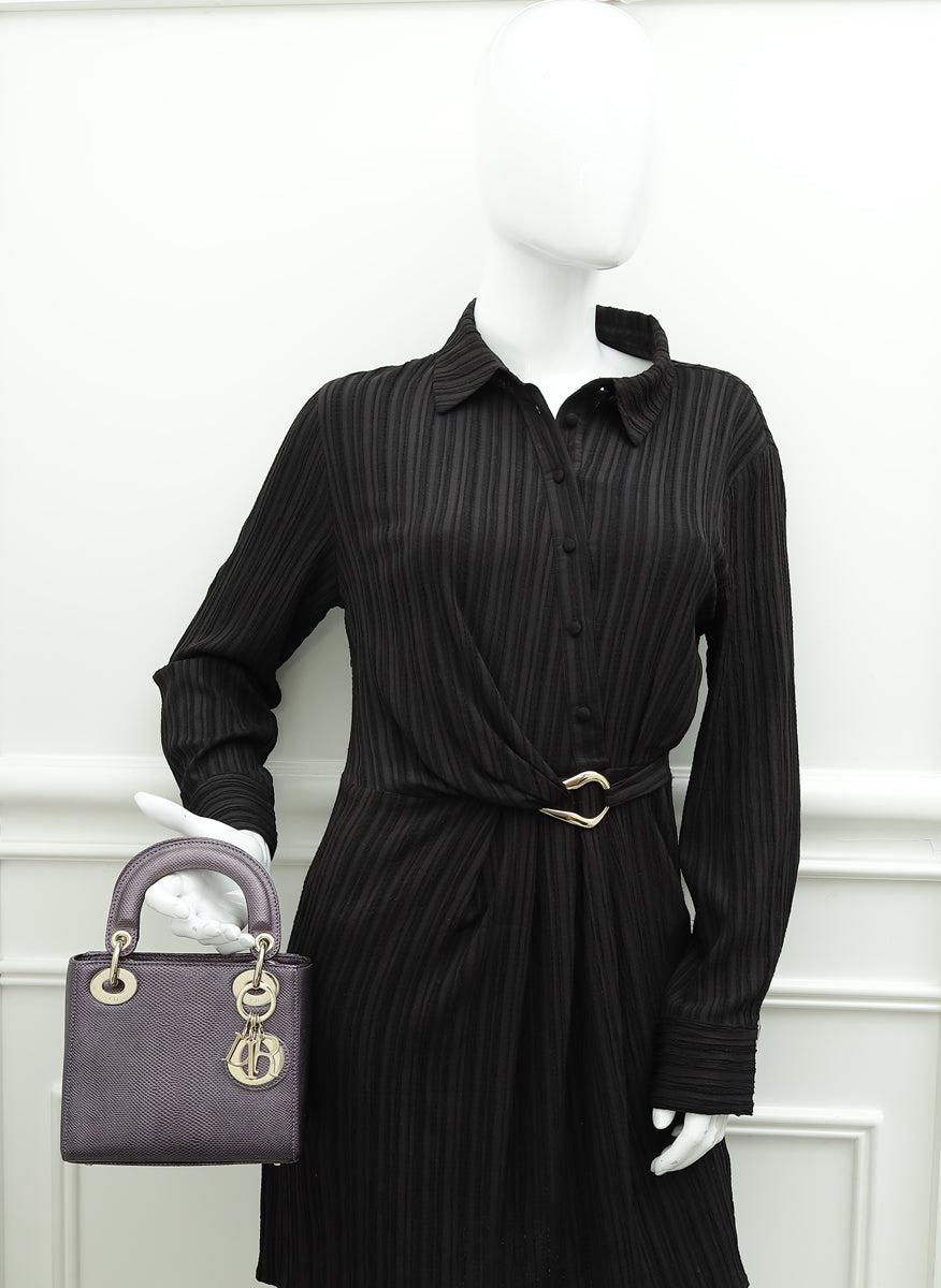 Christian Dior Purple Lizard Lady Dior Mini Bag