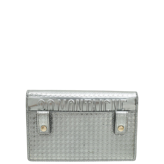 Christian Dior Silver 30 Montaigne Micro Cannage 2 In 1 Pouch