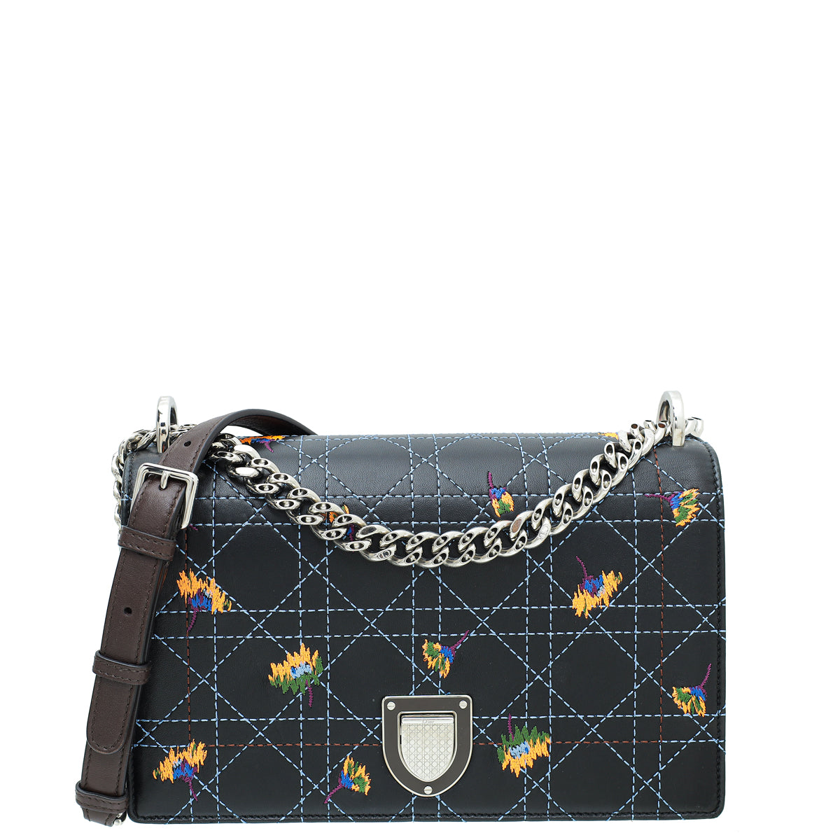 Christian Dior Bicolor Diorama Embroidered Stitched Medium Bag-Christian Dior-THE CLOSET
