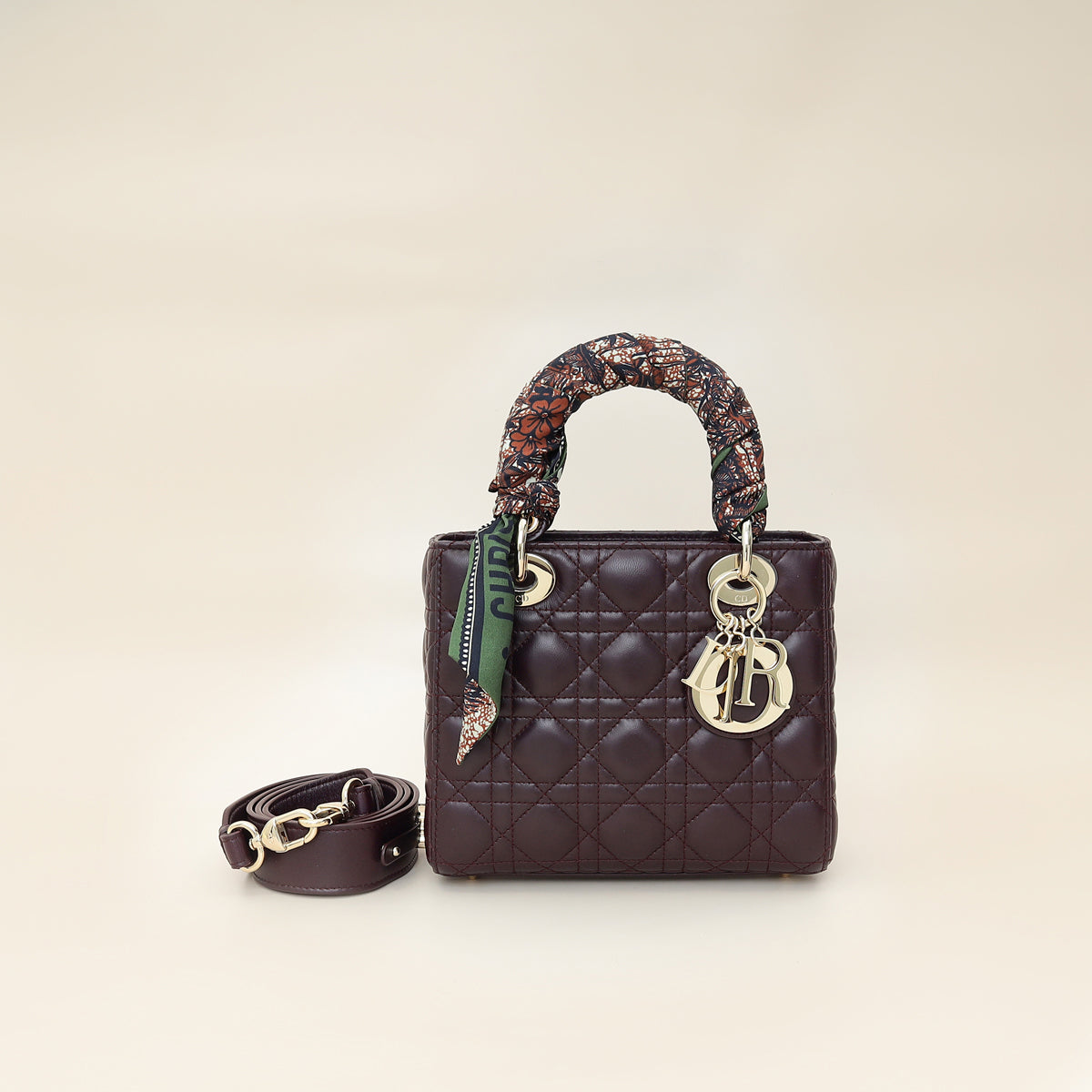 Christian Dior Amarante Lady Dior My ABCDior Small Bag W/ Twilly-Christian Dior-THE CLOSET
