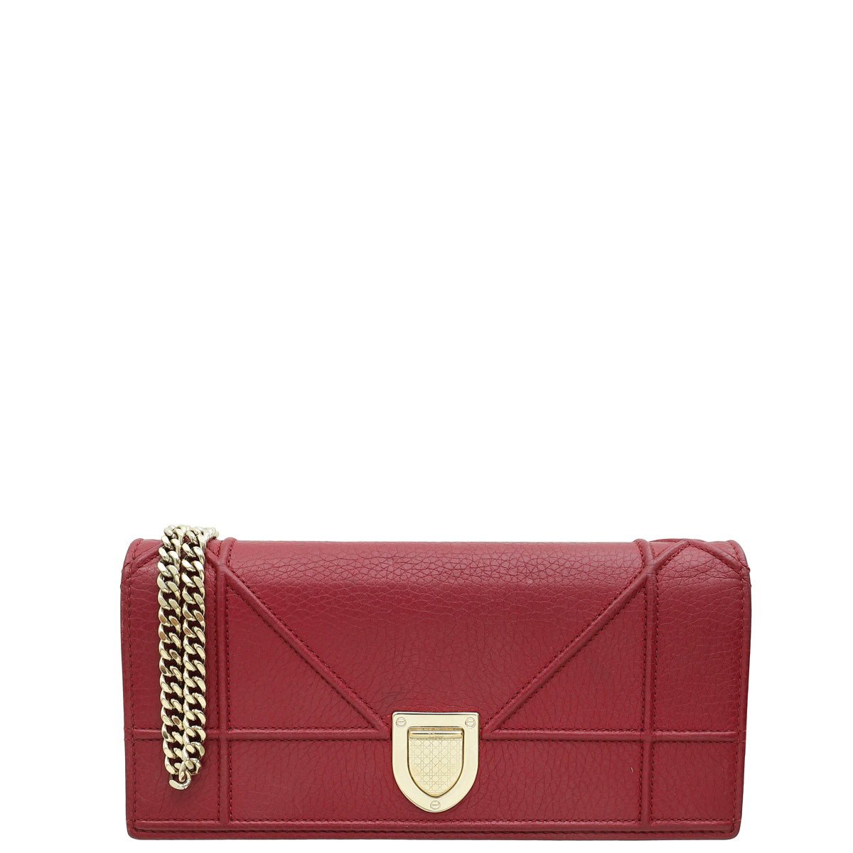 Christian Dior Burgundy Diorama Wallet On Chain