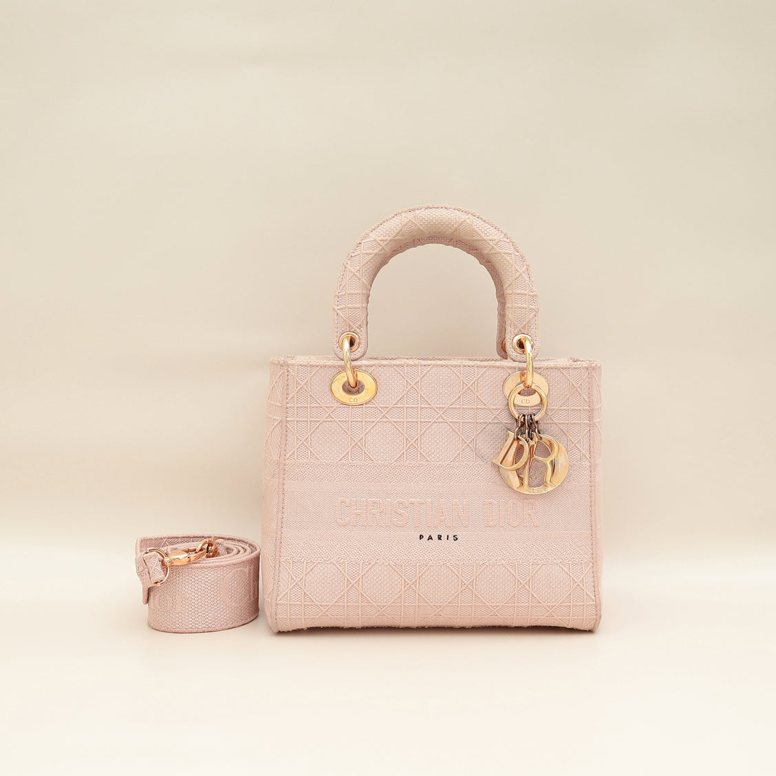 Christian Dior Rosewood Lady D-Lite Cannage Embroidery Medium Bag
