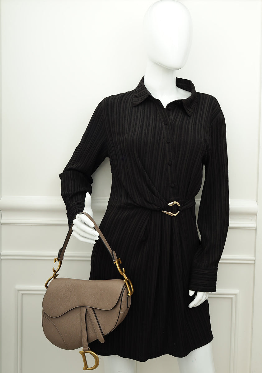 Christian Dior Etoupe Saddle Medium Bag W/ Extra Strap-Christian Dior-THE CLOSET