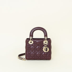 Christian Dior Burgundy Lady Dior Mini Chain Bag
