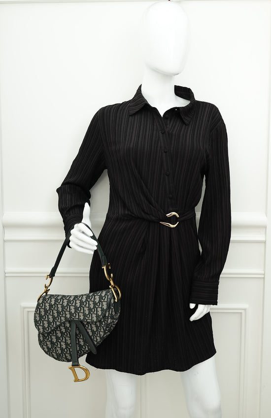 Christian Dior Green Oblique Saddle Medium Bag-Christian Dior-THE CLOSET