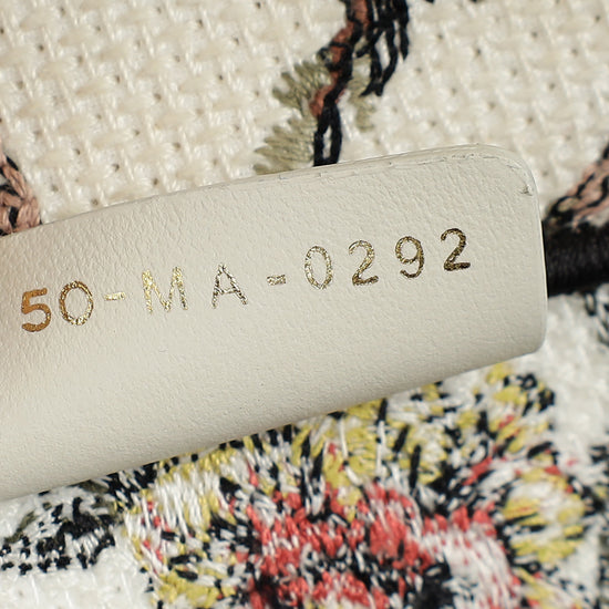 Christian Dior White Multicolor Jardin Botanique Embroidery Book Tote Medium Bag
