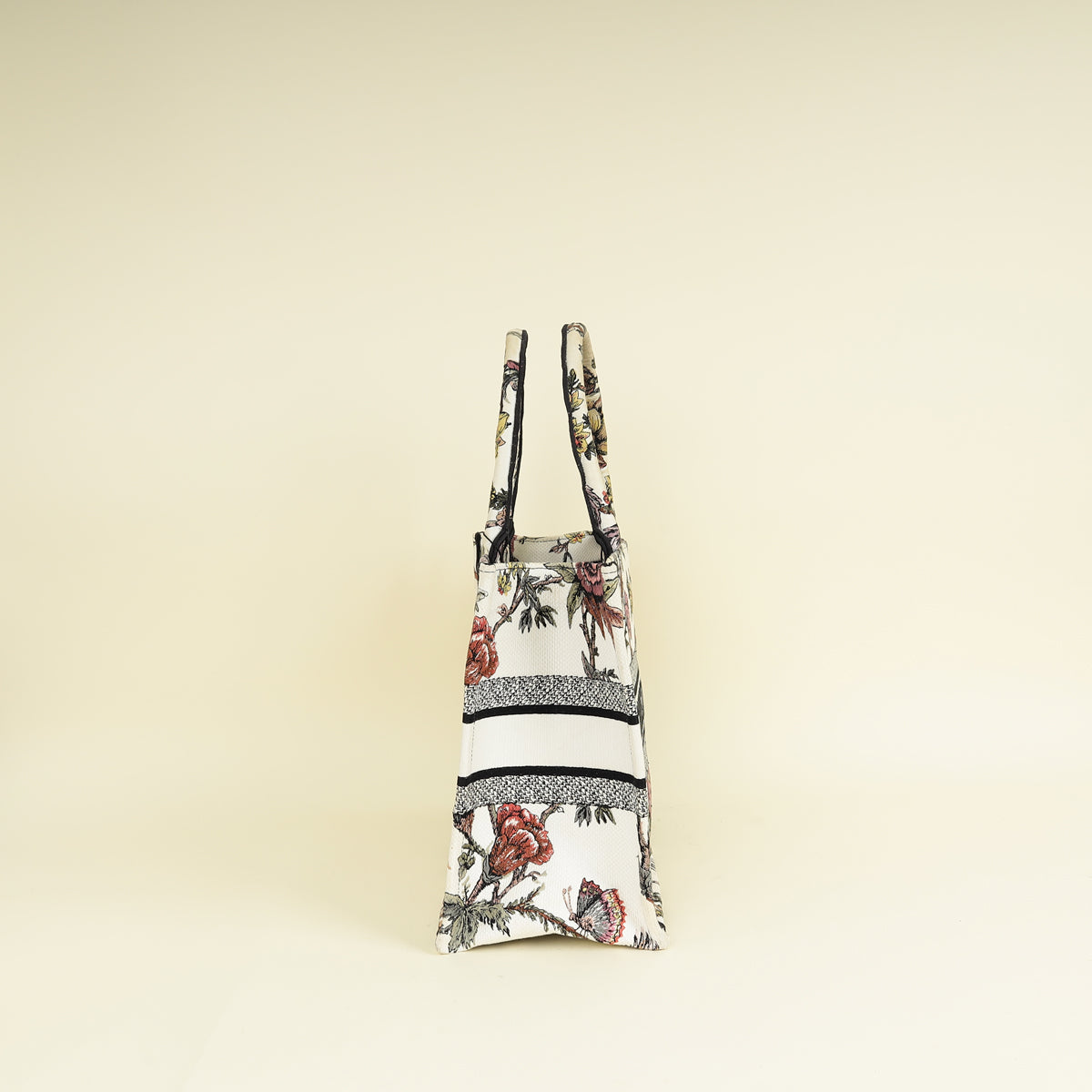 Christian Dior White Multicolor Jardin Botanique Embroidery Book Tote Medium Bag