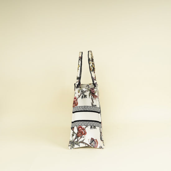 Christian Dior White Multicolor Jardin Botanique Embroidery Book Tote Medium Bag