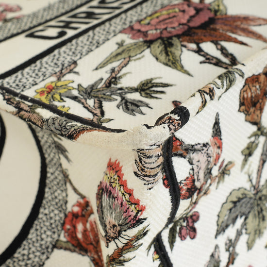 Christian Dior White Multicolor Jardin Botanique Embroidery Book Tote Medium Bag