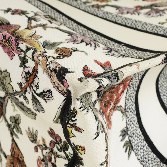 Christian Dior White Multicolor Jardin Botanique Embroidery Book Tote Medium Bag