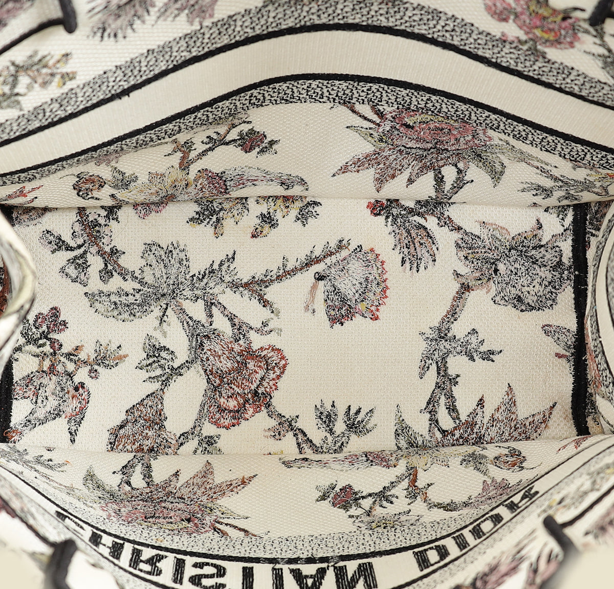 Christian Dior White Multicolor Jardin Botanique Embroidery Book Tote Medium Bag