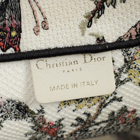 Christian Dior White Multicolor Jardin Botanique Embroidery Book Tote Medium Bag