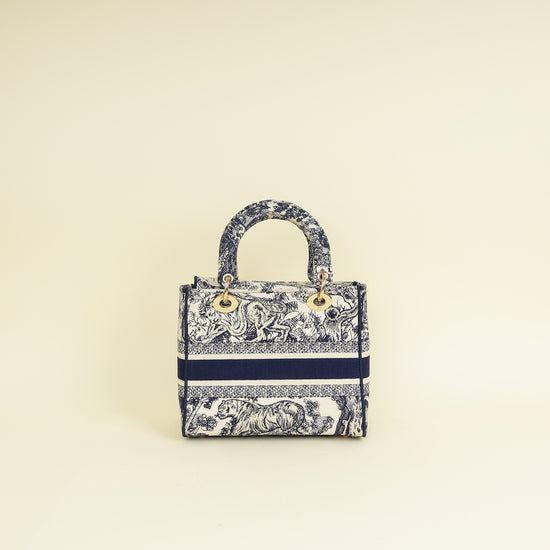 Christian Dior Bicolor Toile De Jouy Lady D-Lite Medium Bag