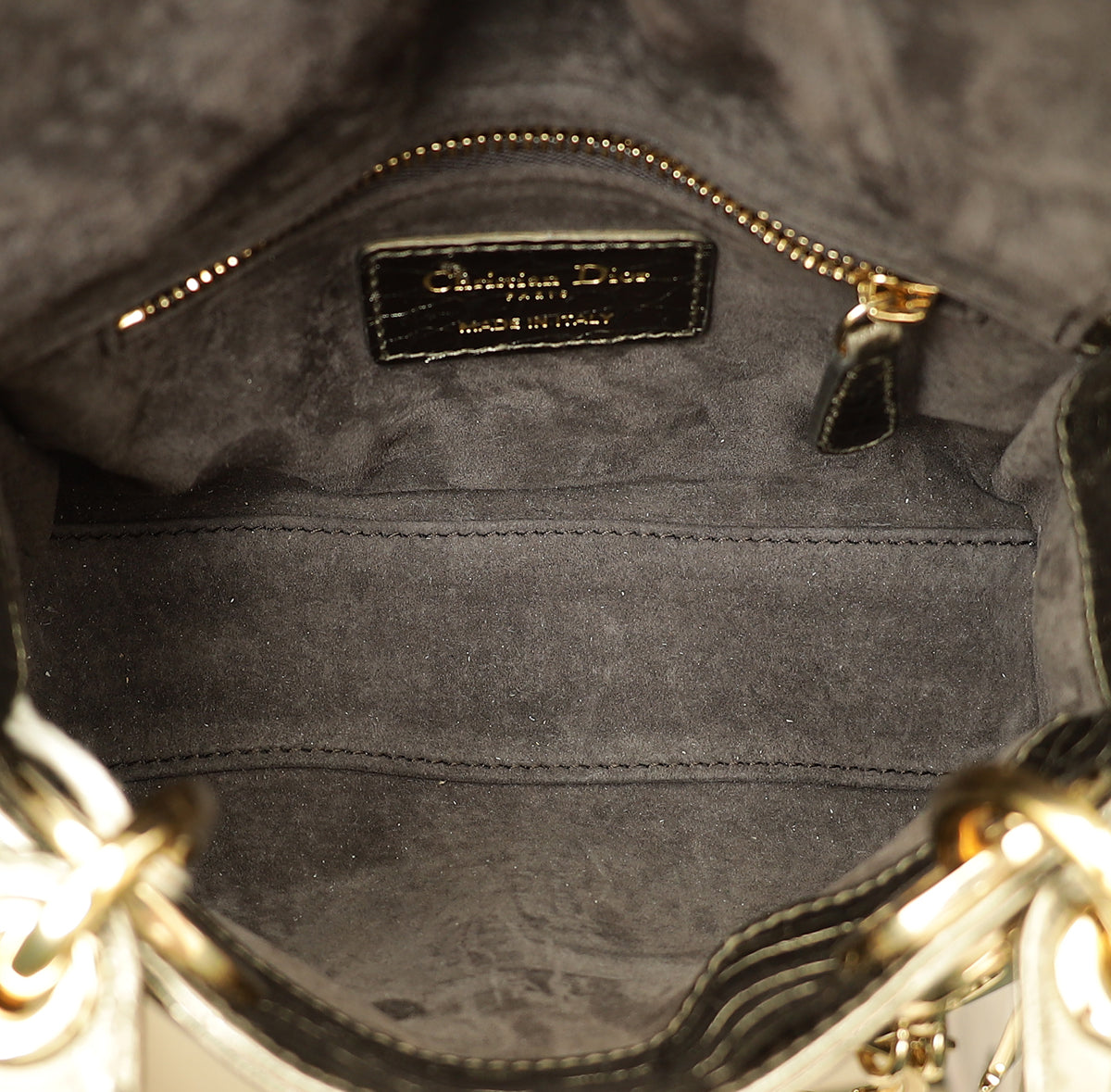 Christian Dior Metallic olive Lady Dior Alligator Mini Chain Bag-Christian Dior-THE CLOSET