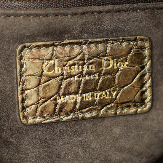 Christian Dior Metallic olive Lady Dior Alligator Mini Chain Bag-Christian Dior-THE CLOSET