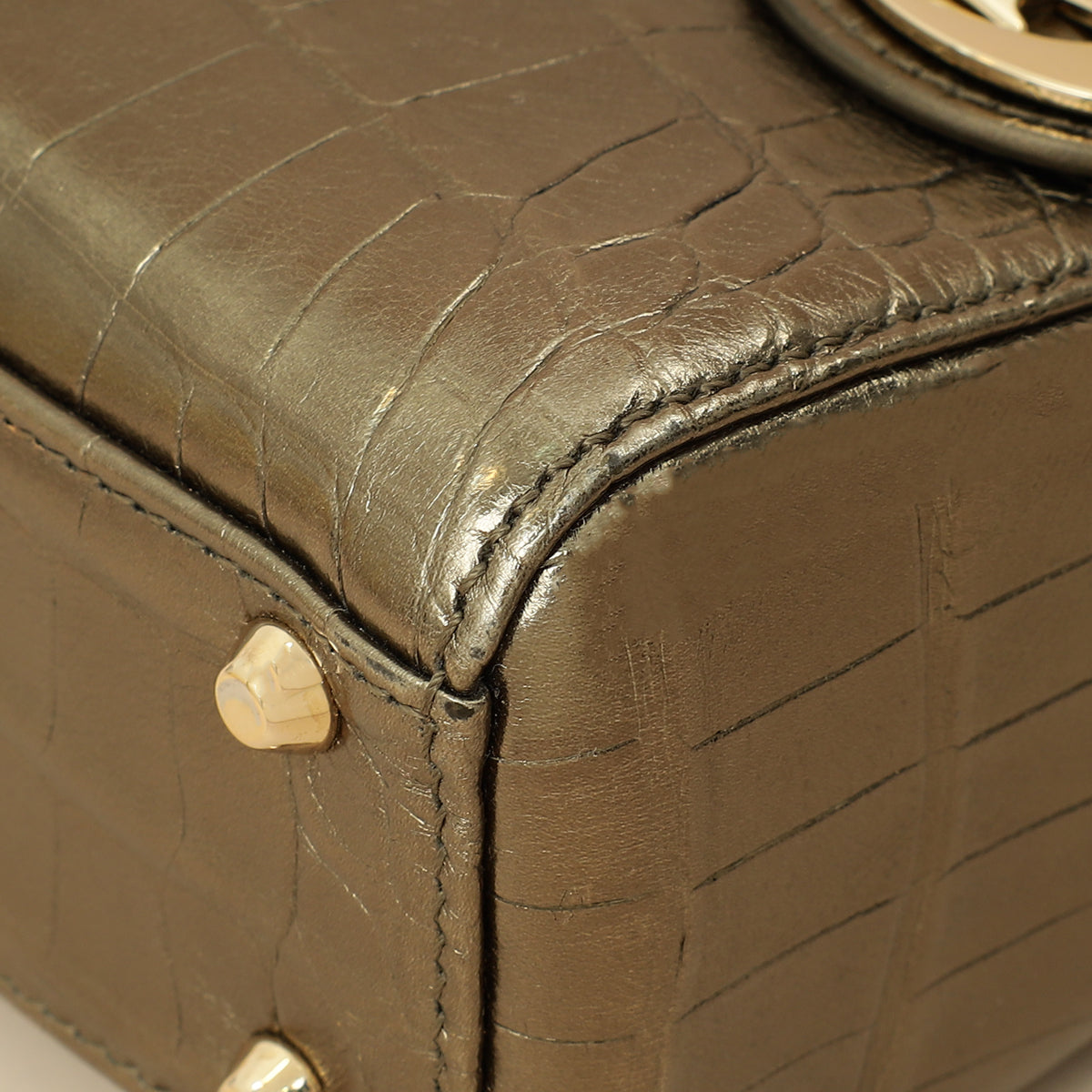 Christian Dior Metallic olive Lady Dior Alligator Mini Chain Bag-Christian Dior-THE CLOSET