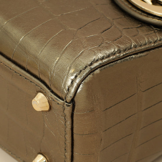 Christian Dior Metallic olive Lady Dior Alligator Mini Chain Bag-Christian Dior-THE CLOSET