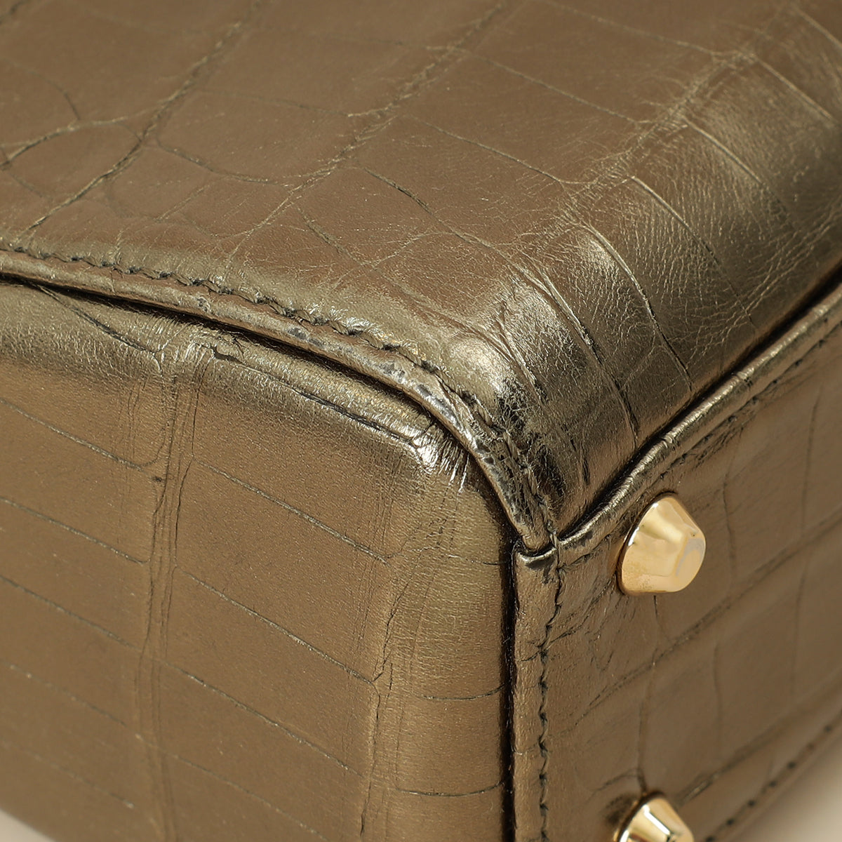 Christian Dior Metallic olive Lady Dior Alligator Mini Chain Bag-Christian Dior-THE CLOSET