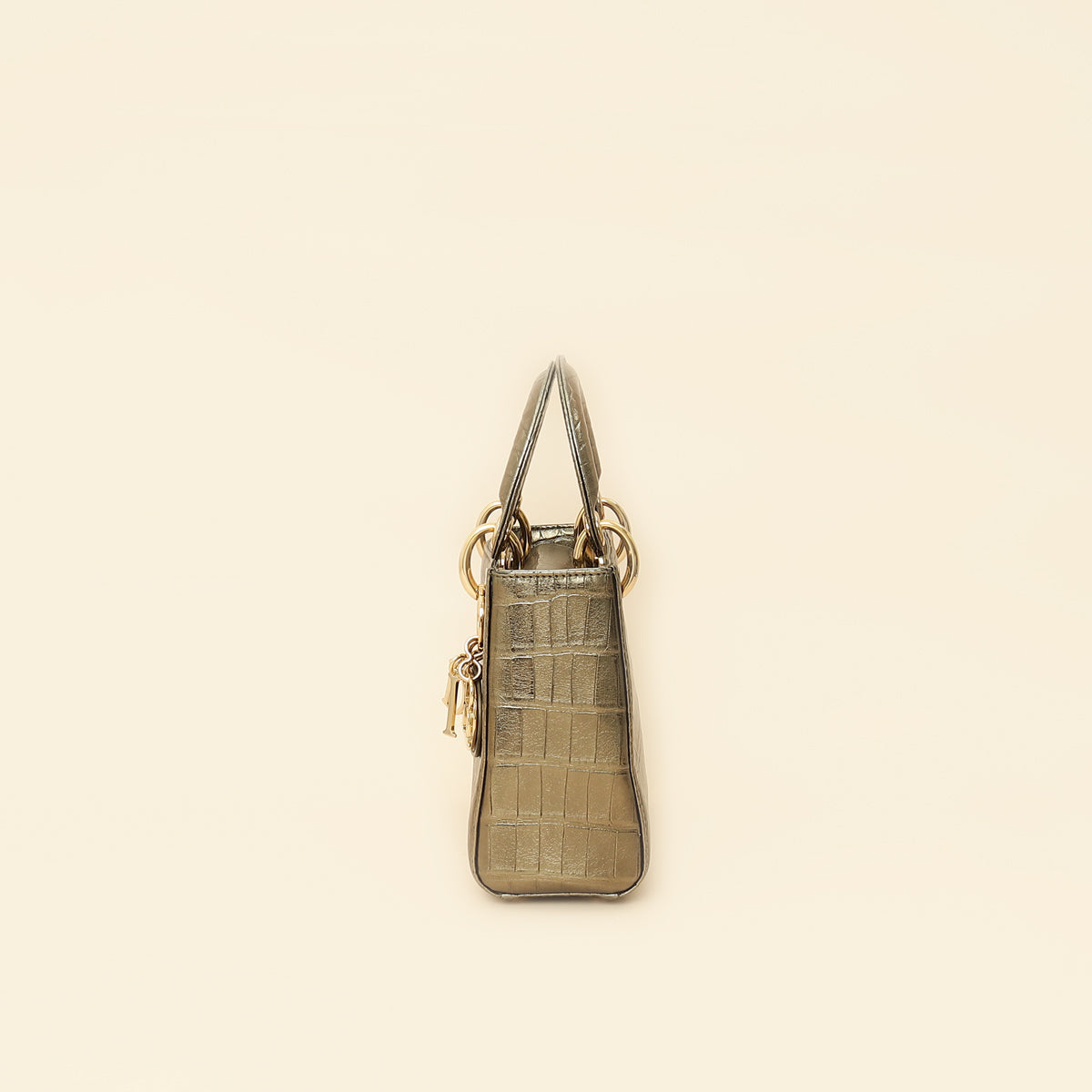 Christian Dior Metallic olive Lady Dior Alligator Mini Chain Bag-Christian Dior-THE CLOSET