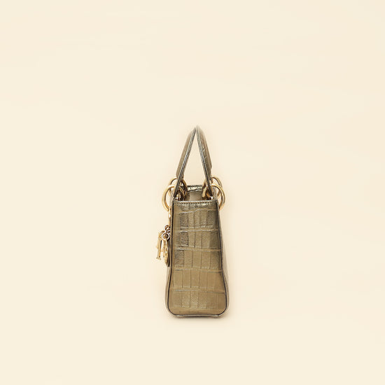 Christian Dior Metallic olive Lady Dior Alligator Mini Chain Bag-Christian Dior-THE CLOSET