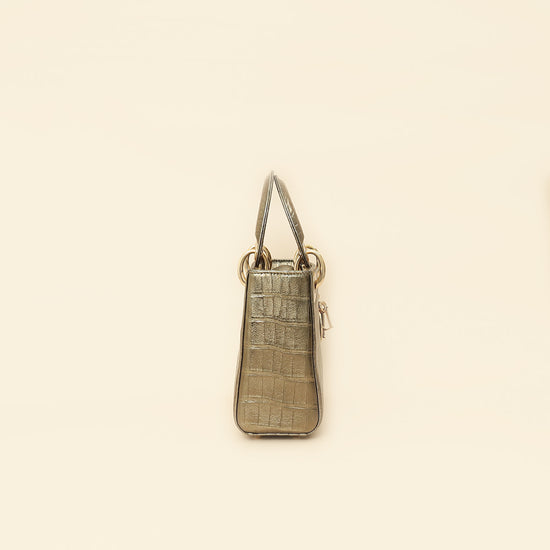 Christian Dior Metallic olive Lady Dior Alligator Mini Chain Bag-Christian Dior-THE CLOSET