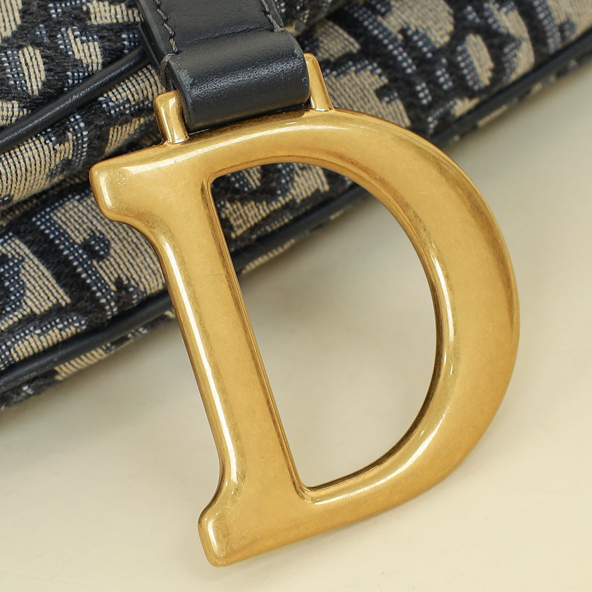 Christian Dior Navy Oblique Saddle Medium Bag