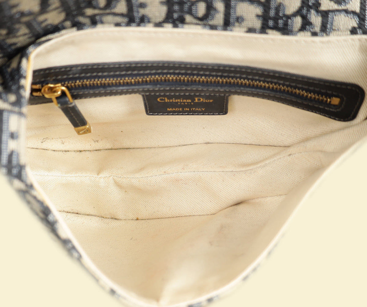 Christian Dior Navy Oblique Saddle Medium Bag