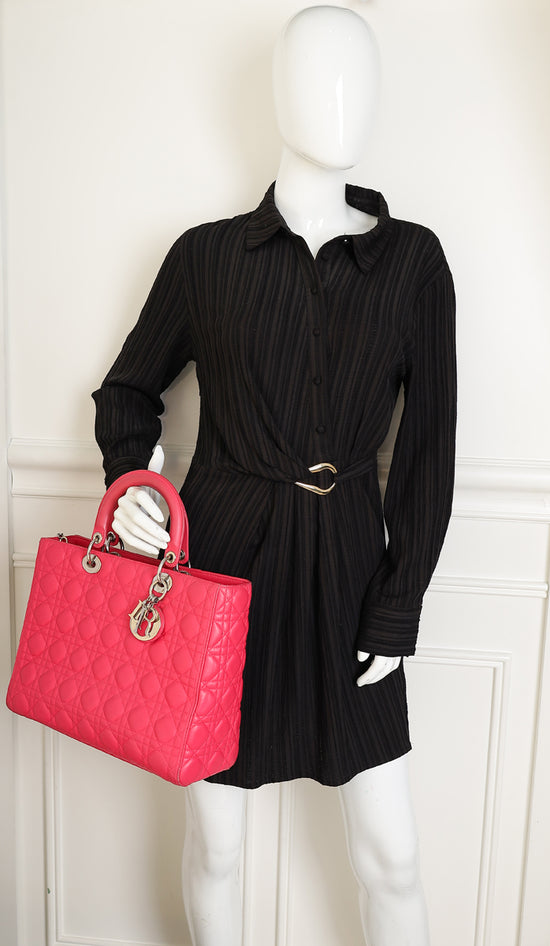 Christian Dior Pink Cannage Lady Dior Large Bag