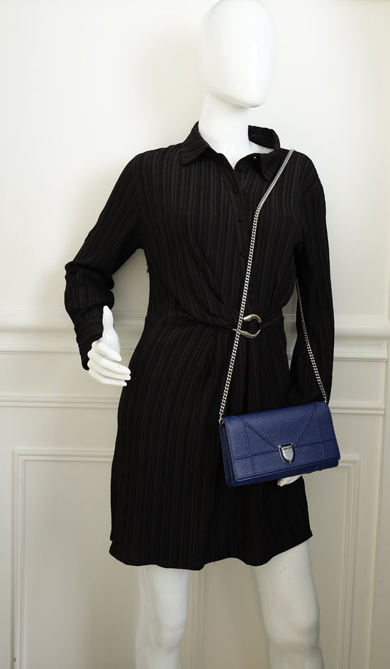 Christian Dior Dark Blue Diorama Wallet On Chain