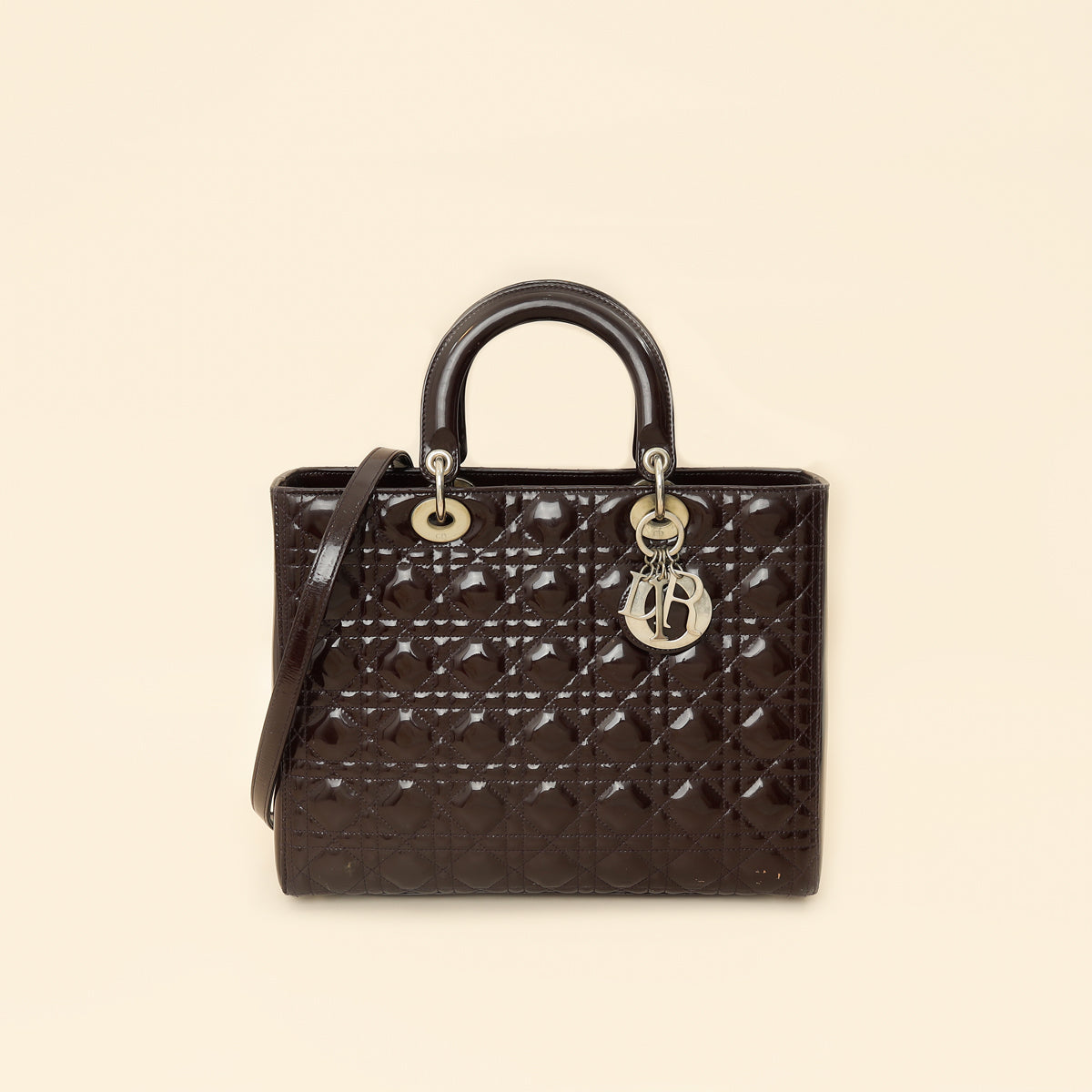 Christian Dior Chocolate Lady Dior Large Bag-Christian Dior-THE CLOSET