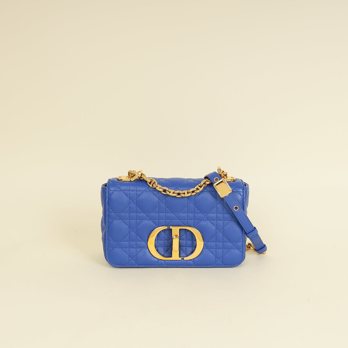 Christian Dior Royal Blue Caro Cannage Flap Small Bag-Christian Dior-THE CLOSET