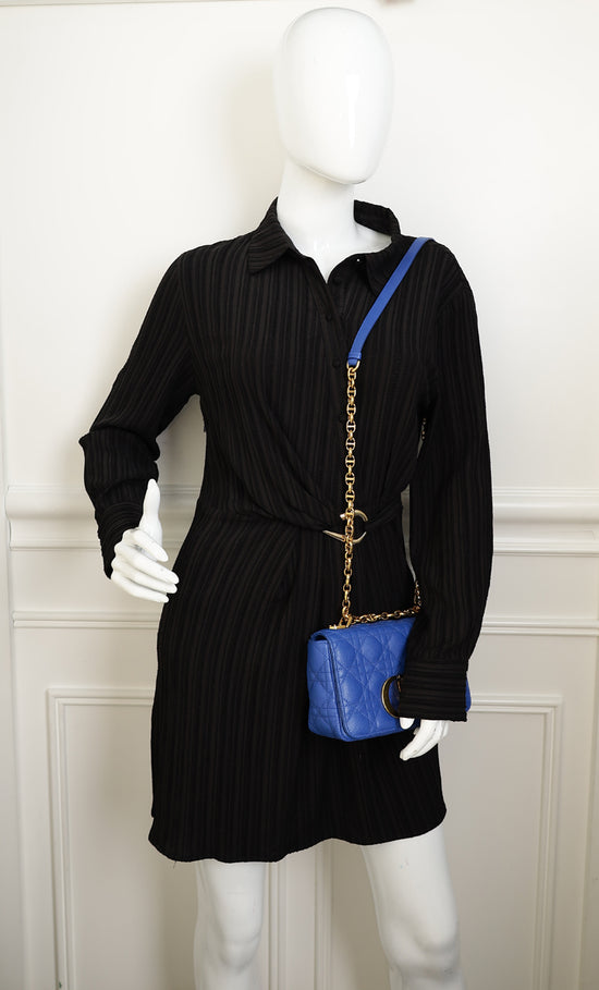 Christian Dior Royal Blue Caro Cannage Flap Small Bag-Christian Dior-THE CLOSET