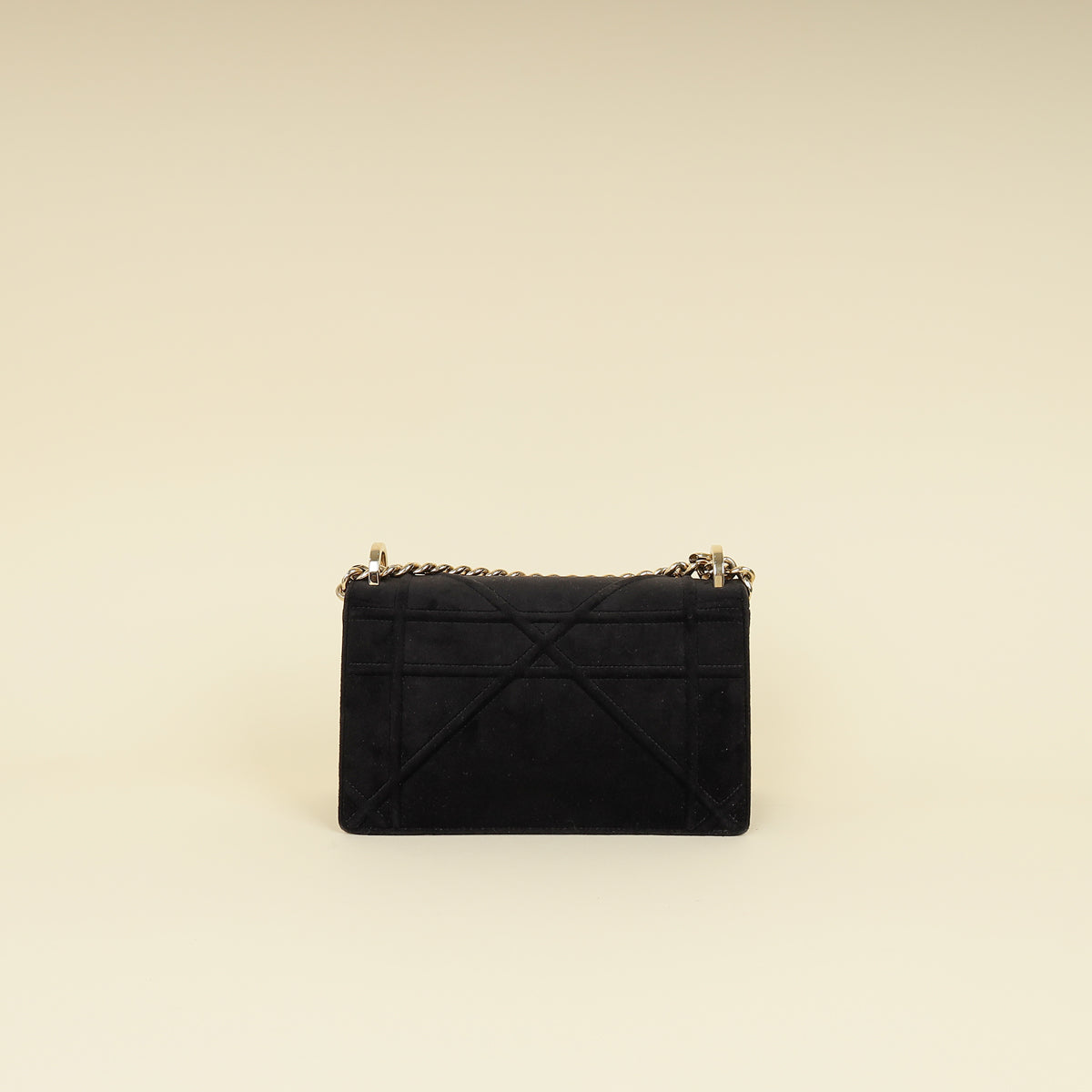 Christian Dior Black Diorama Velvet Small Crystal Lock Shoulder Bag-Christian Dior-THE CLOSET