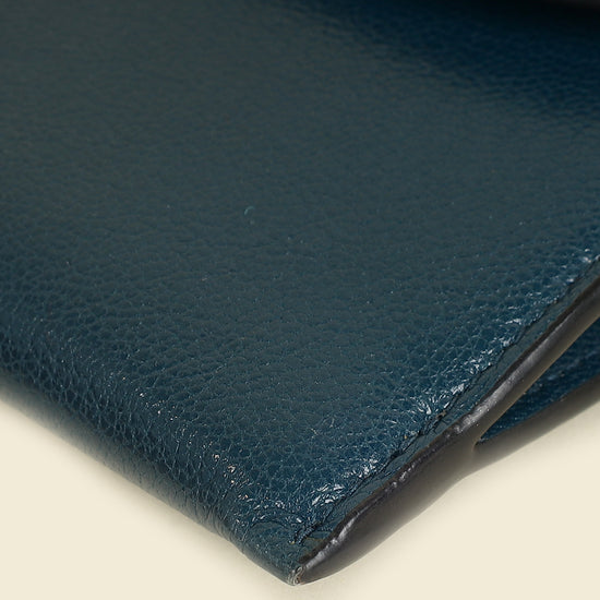 Christian Dior Teal Blue Saddle Long Wallet on Chain