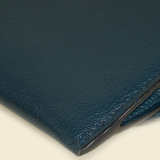 Christian Dior Teal Blue Saddle Long Wallet on Chain