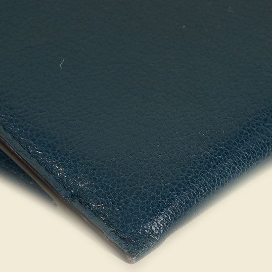 Christian Dior Teal Blue Saddle Long Wallet on Chain