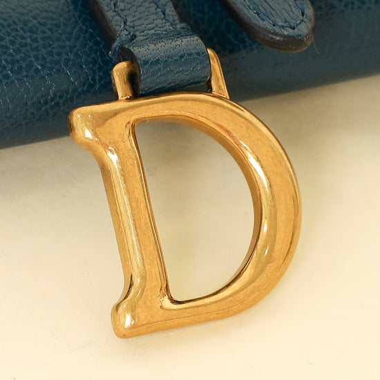 Christian Dior Teal Blue Saddle Long Wallet on Chain