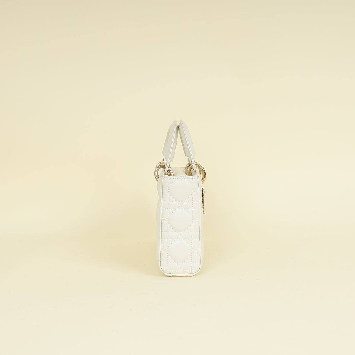 Christian Dior Latte White Lady D-joy Cannage Medium Bag