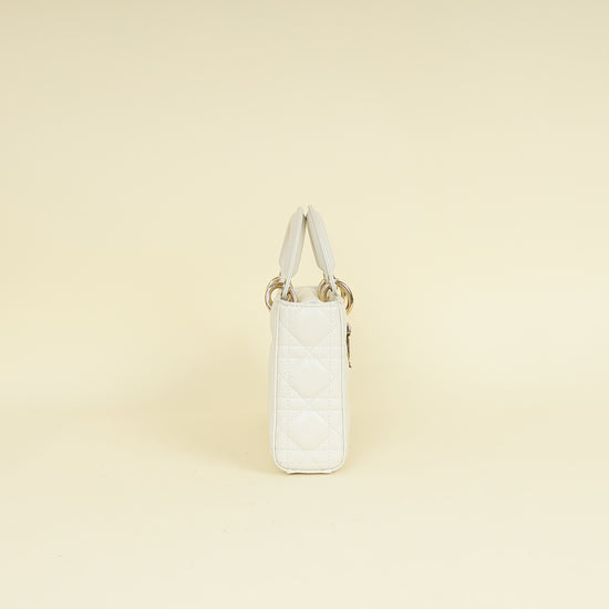 Christian Dior Latte White Lady D-joy Cannage Medium Bag