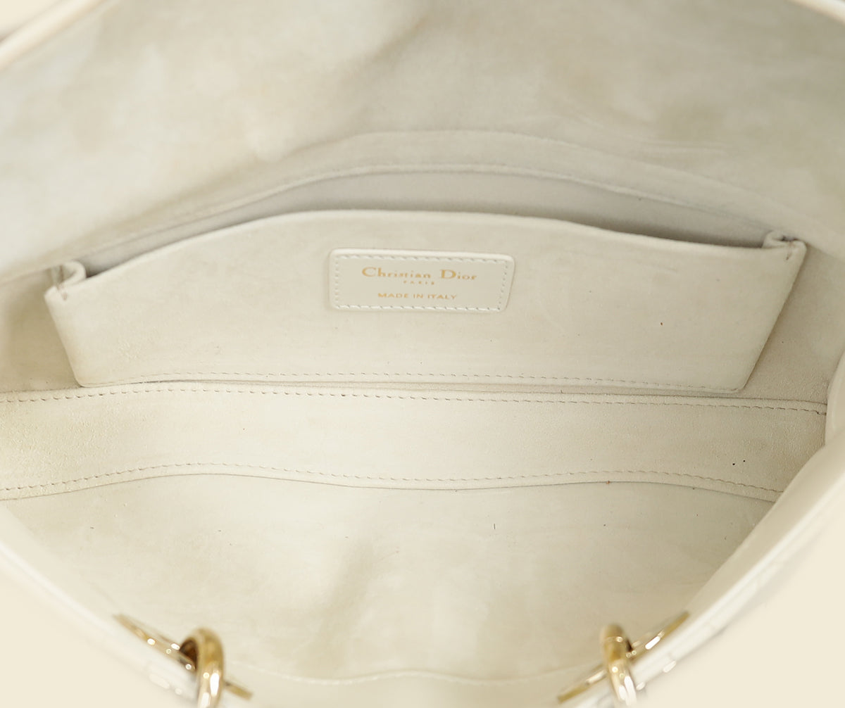 Christian Dior Latte White Lady D-joy Cannage Medium Bag