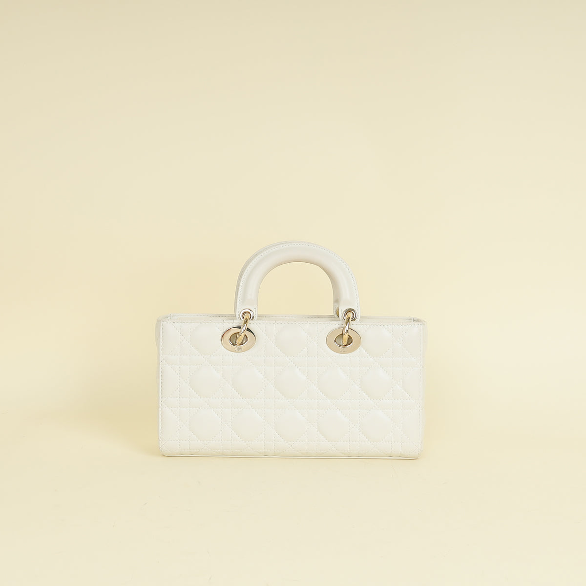 Christian Dior Latte White Lady D-joy Cannage Medium Bag