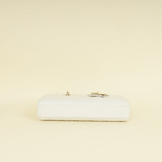 Christian Dior Latte White Lady D-joy Cannage Medium Bag