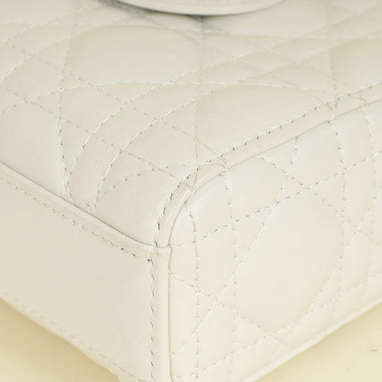 Christian Dior Latte White Lady D-joy Cannage Medium Bag
