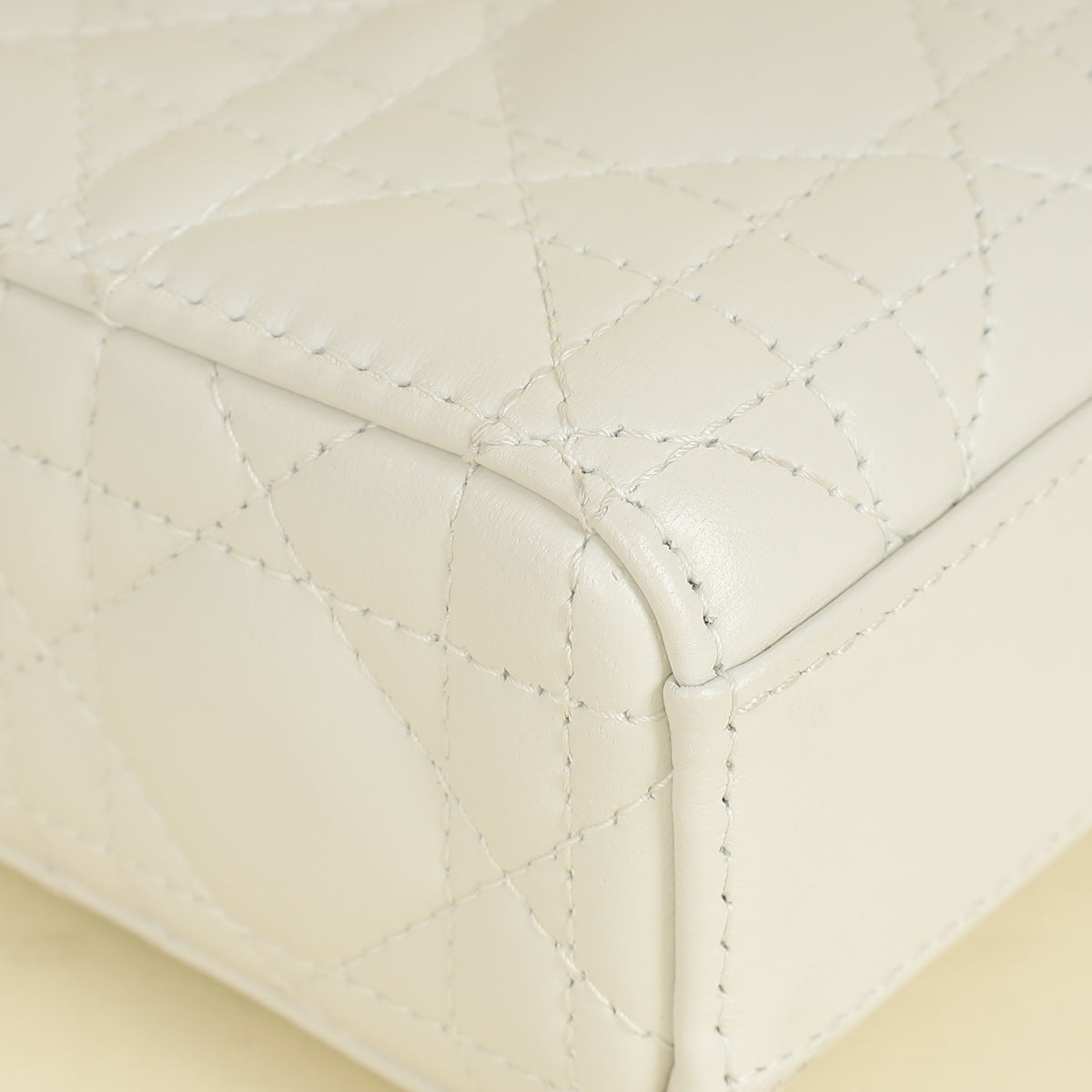 Christian Dior Latte White Lady D-joy Cannage Medium Bag