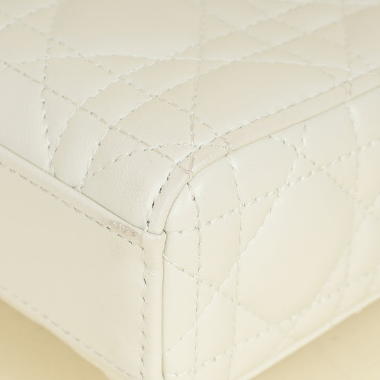 Christian Dior Latte White Lady D-joy Cannage Medium Bag